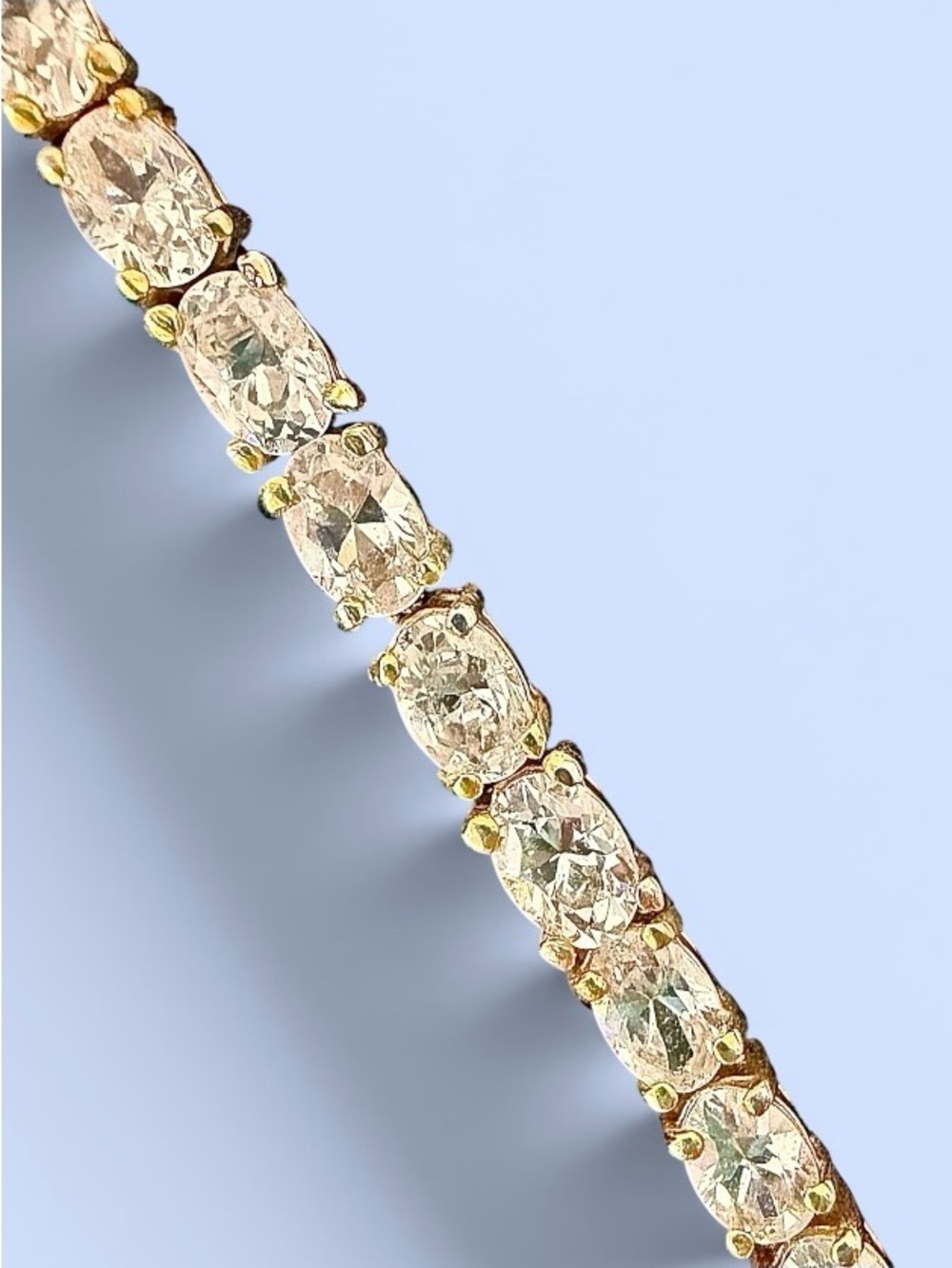 Gold Vermeil CZ Tennis Bracelet 30 Oval CZ’s 7-1/2”